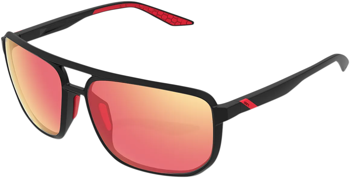 100% Konnor Aviator Sunglasses - Square - Black - Red Mirror 61043-100-43