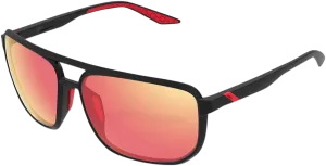 100% Konnor Aviator Sunglasses - Square - Black - Red Mirror 61043-100-43
