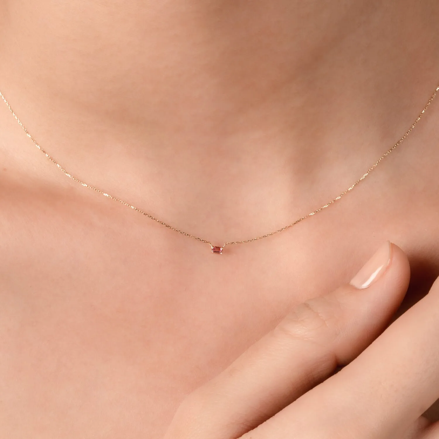 10k Gold Lauren Pink Tourmaline Necklace
