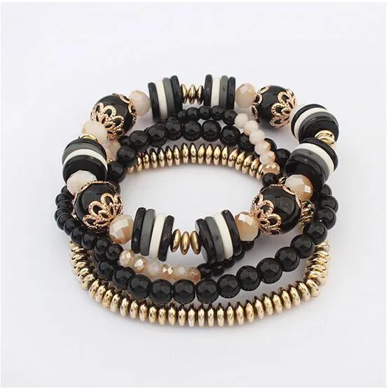 17KM Bohemia Beach Style Brand Jewelry multi layers Bracelet Alloy Color Acrylic Beads Rope Chain Bracelets For Women pulseira
