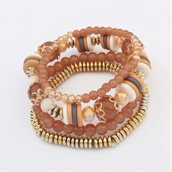 17KM Bohemia Beach Style Brand Jewelry multi layers Bracelet Alloy Color Acrylic Beads Rope Chain Bracelets For Women pulseira