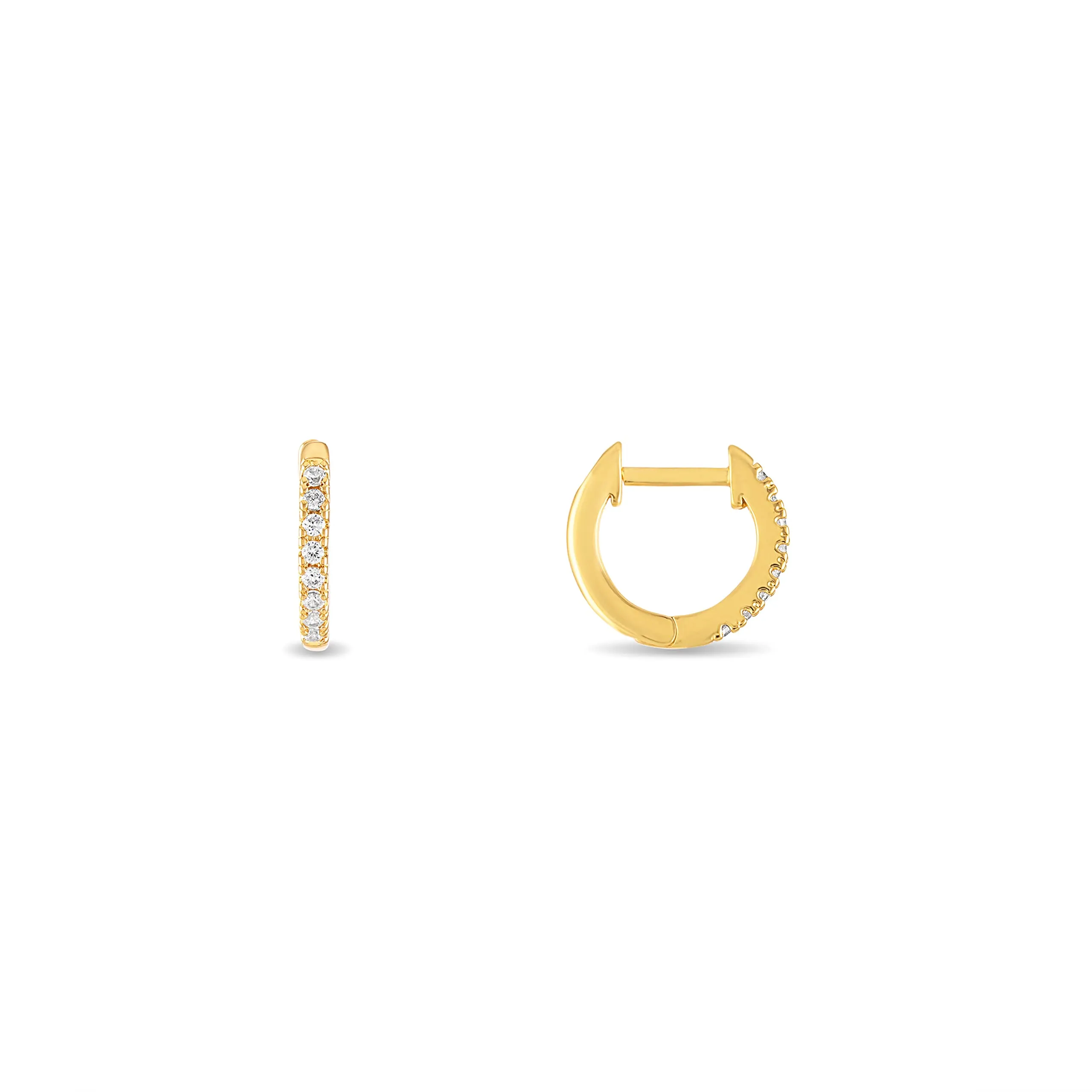 18K Gold Plated 3 Pack Cubic Zirconia Huggie Cuff Earrings