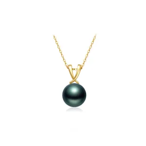 18K Solid Gold Saltwater Tahitian Pearl Necklace KN00169