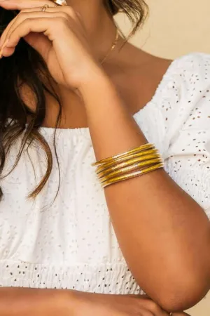 5 Piece Pack Glitter Jelly Bangle Bracelets Set