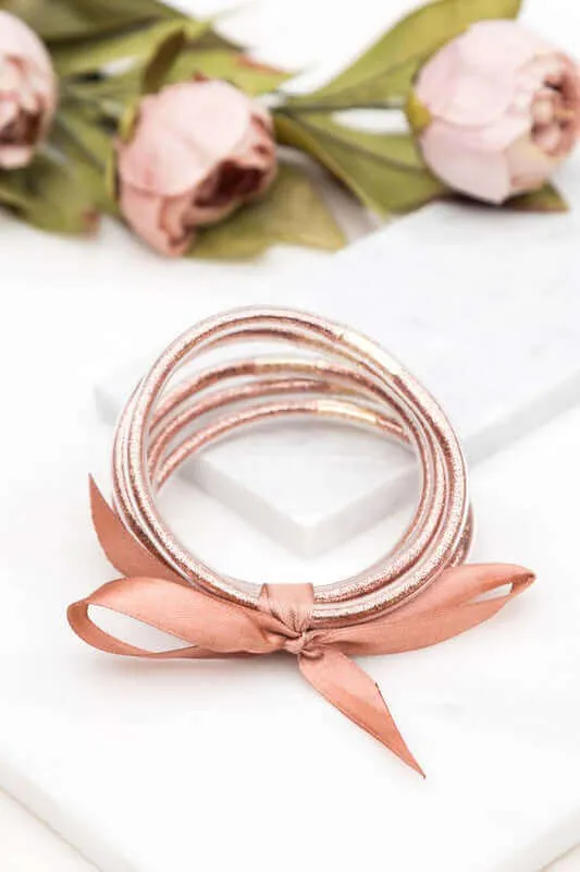 5 Piece Pack Glitter Jelly Bangle Bracelets Set