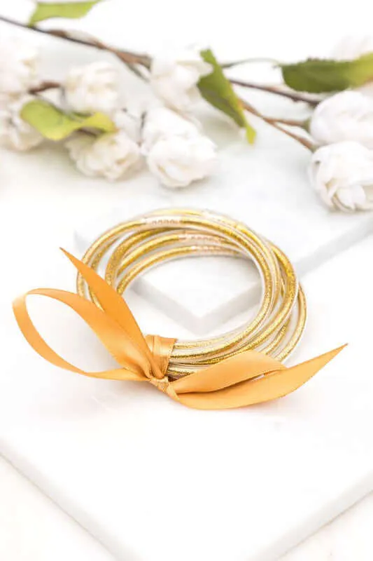 5 Piece Pack Glitter Jelly Bangle Bracelets Set