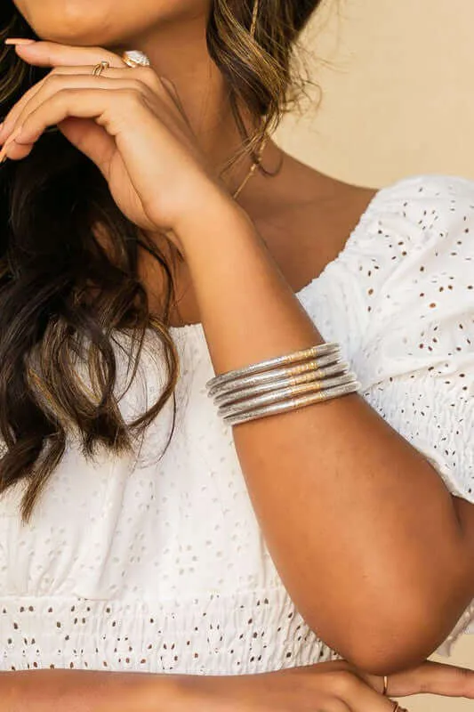 5 Piece Pack Glitter Jelly Bangle Bracelets Set