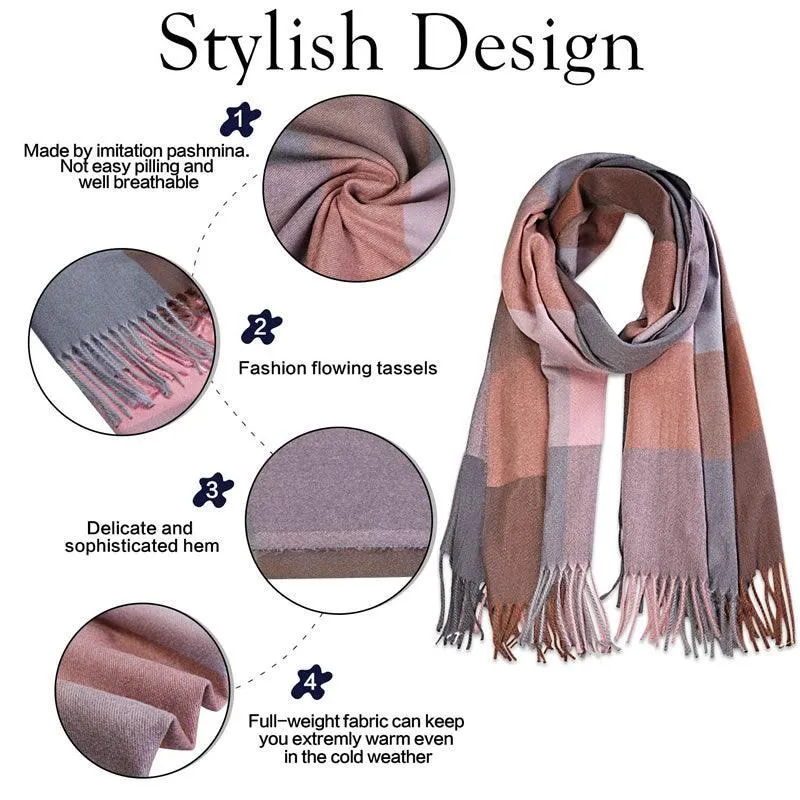 65Cm X 180Cm Plaid Soft Winter Scarf F6392C-55