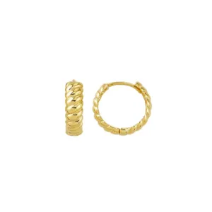 9ct Yellow Gold Diamond Cut Huggie Earrings