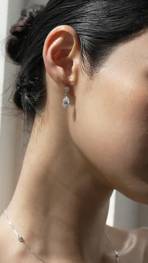 Alison Baguette Pear Drop Earrings 9K White Gold