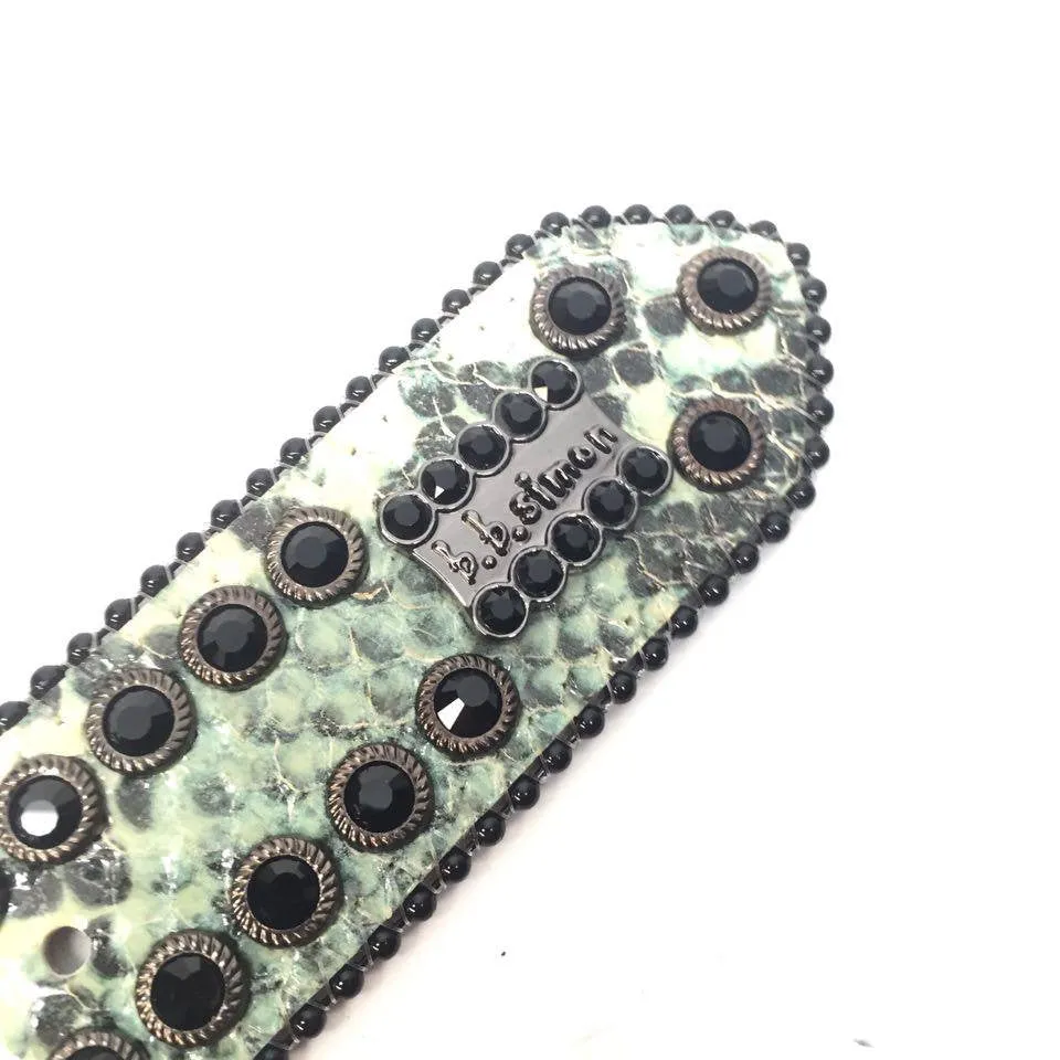 b.b. Simon Natural Lime Python Crystal Belt
