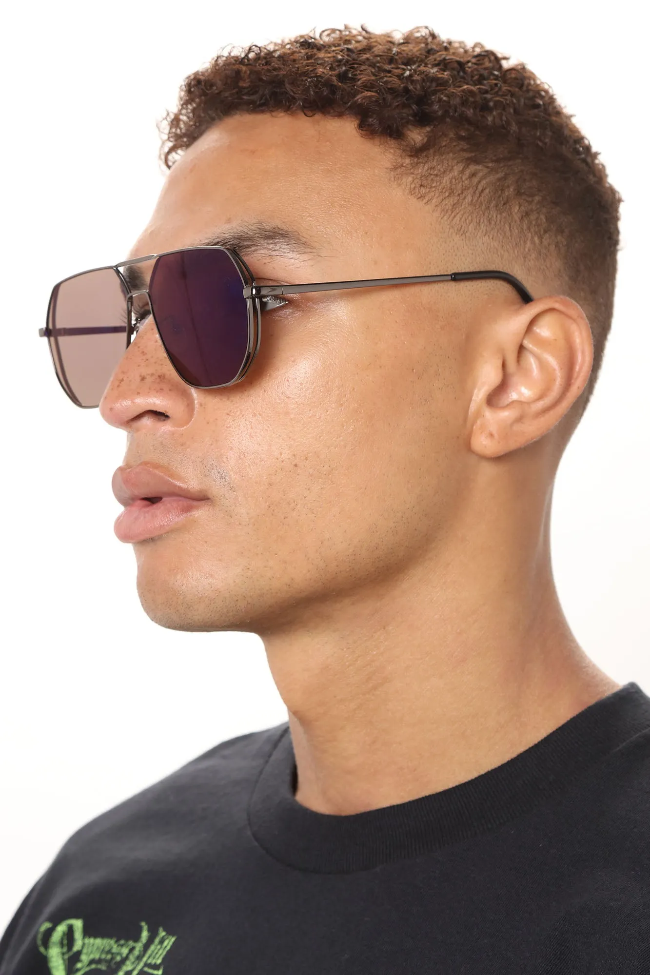 Behind It Sunglasses - Silver/Blue