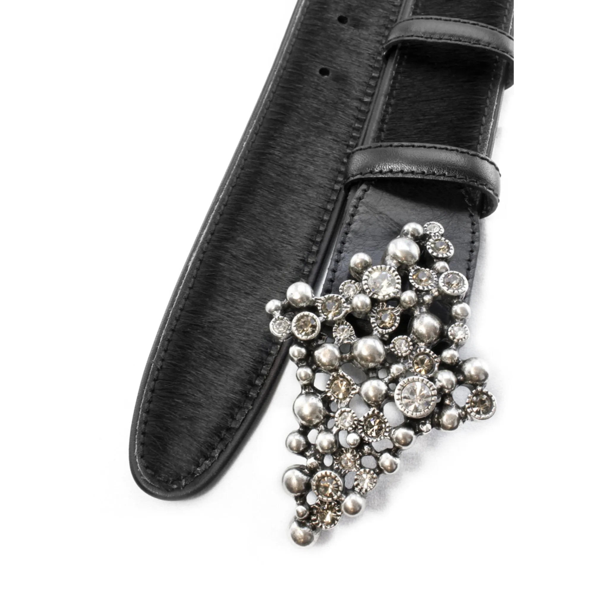 Black pony hair crystal bubble belt