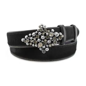 Black pony hair crystal bubble belt