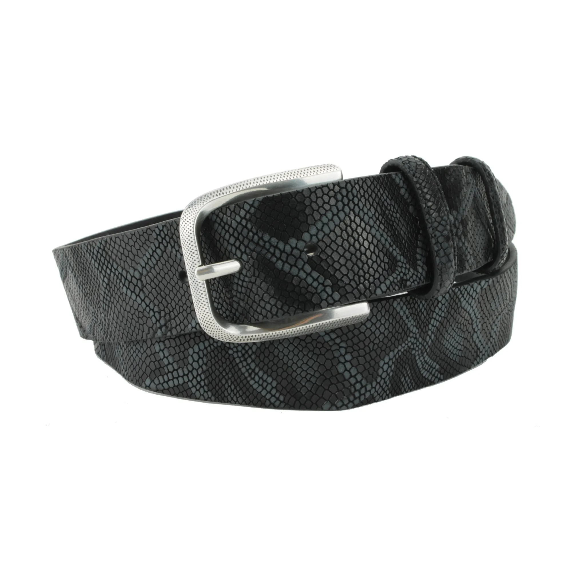 Black Python Texture Supple Belt