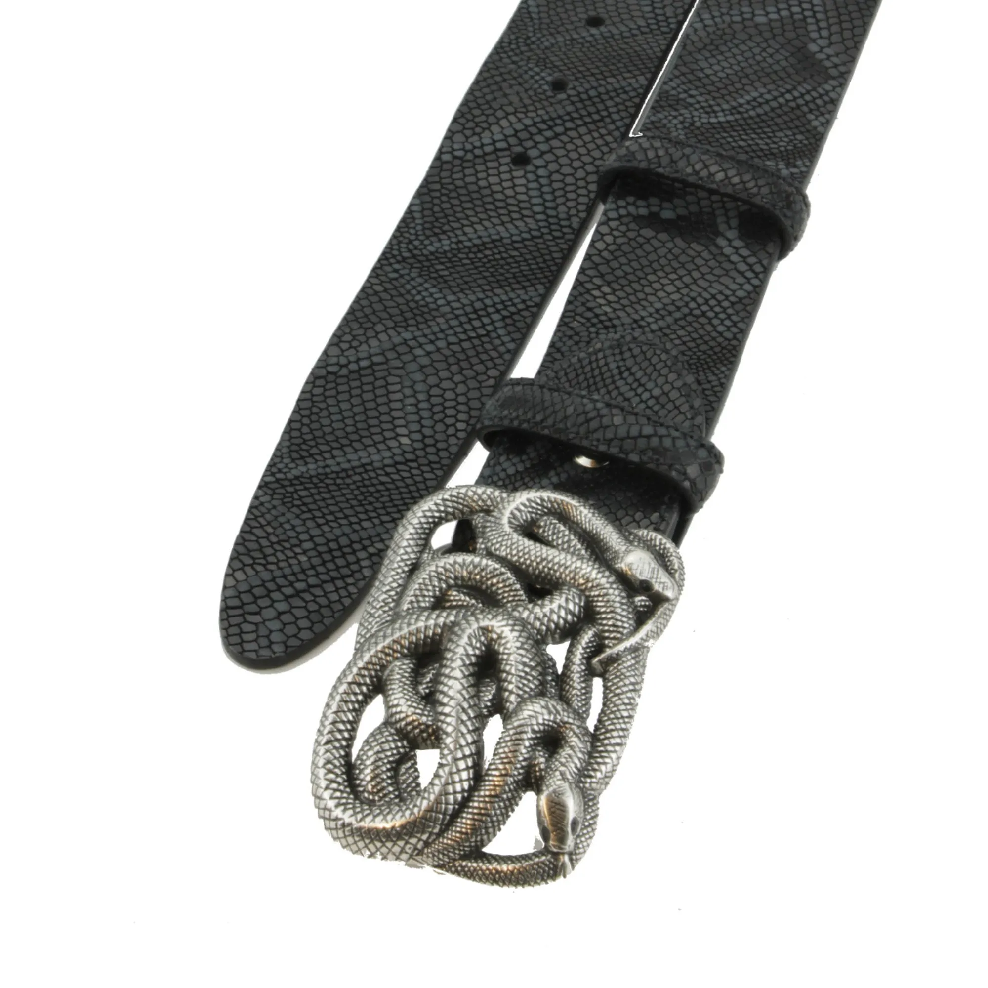Black Python Texture Supple Swirling Snake Belt