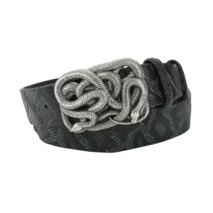 Black Python Texture Supple Swirling Snake Belt