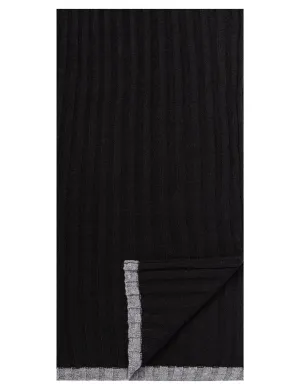 Box-Packaged Men's Uptown Premium Knit Texture Ribbed Scarf - Black