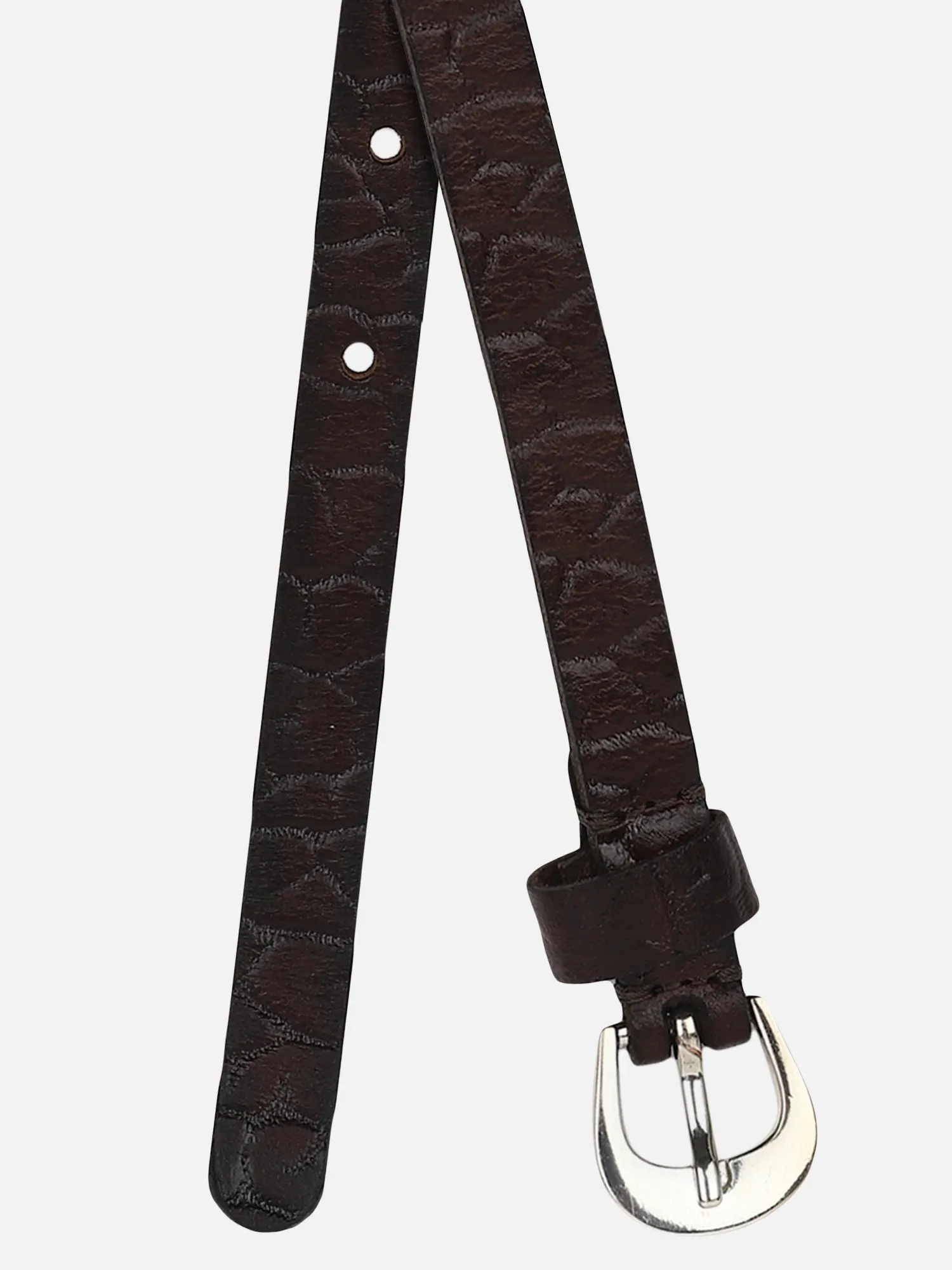 Brown Croc Patterned Women's Belt