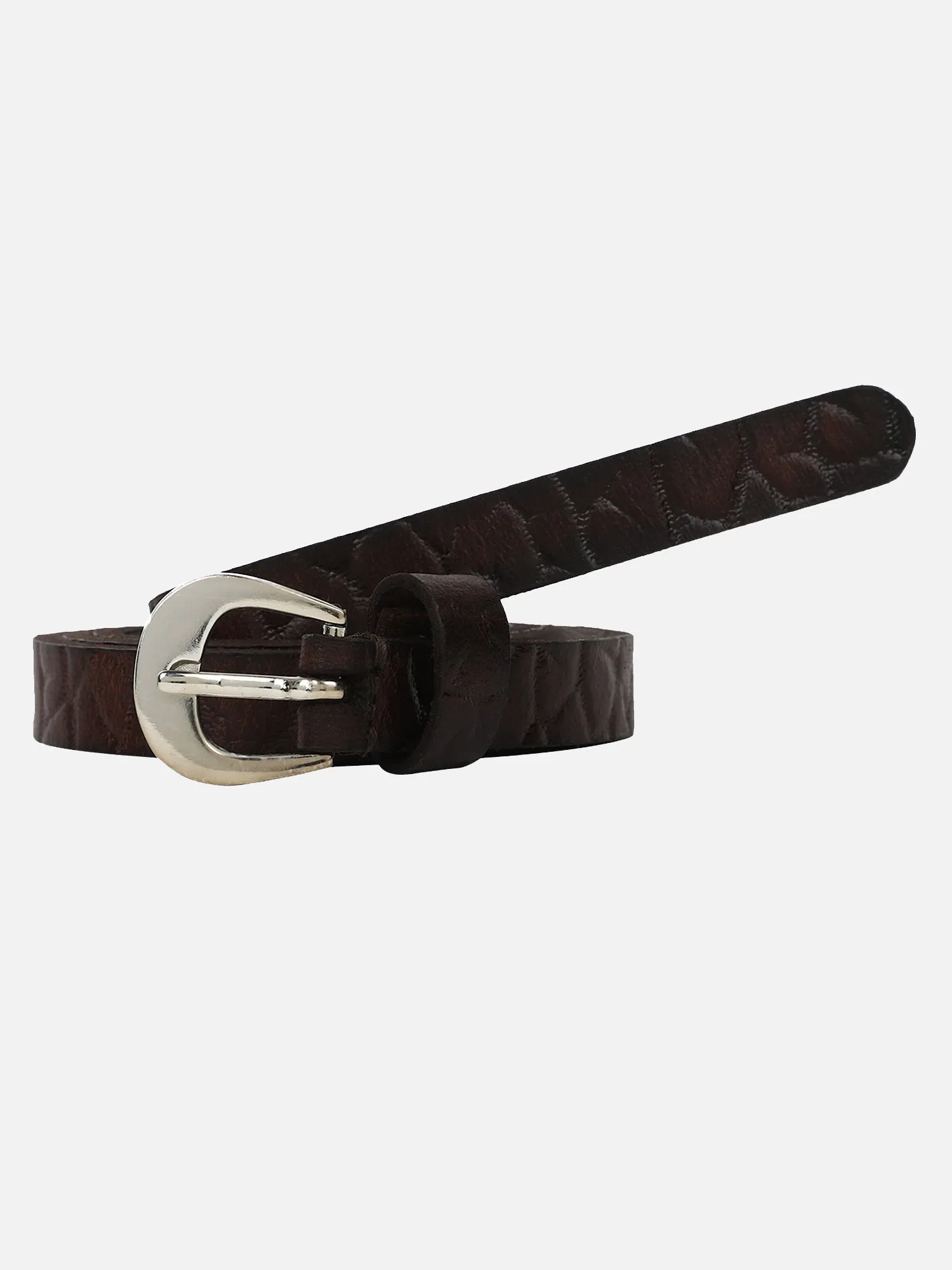 Brown Croc Patterned Women's Belt