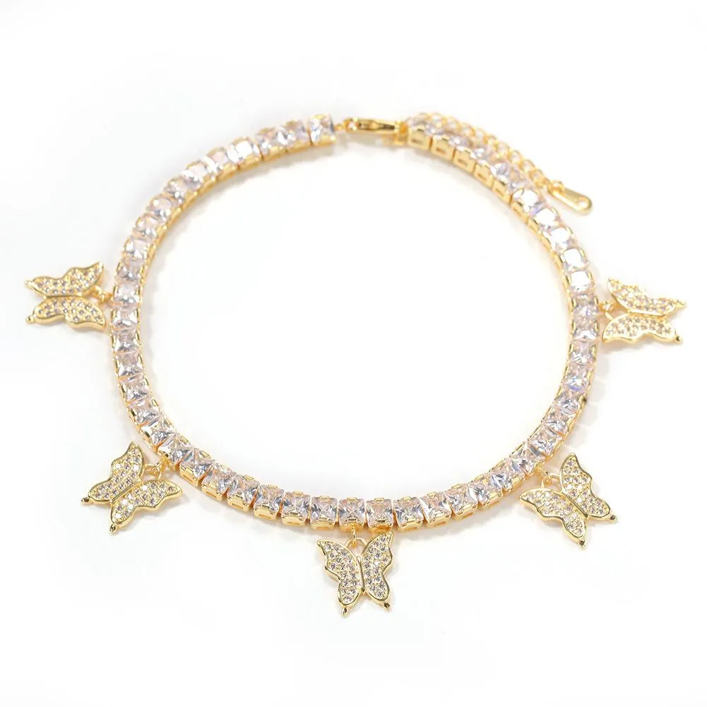 Butterfly Garden Zirconia Ankle Bracelet