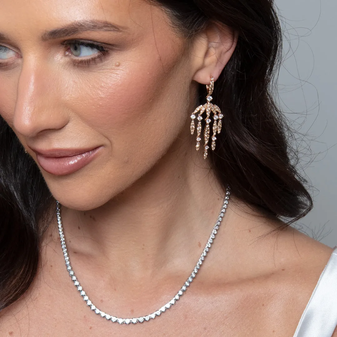 Chandelier Champagne Diamond Multi Strand Earrings