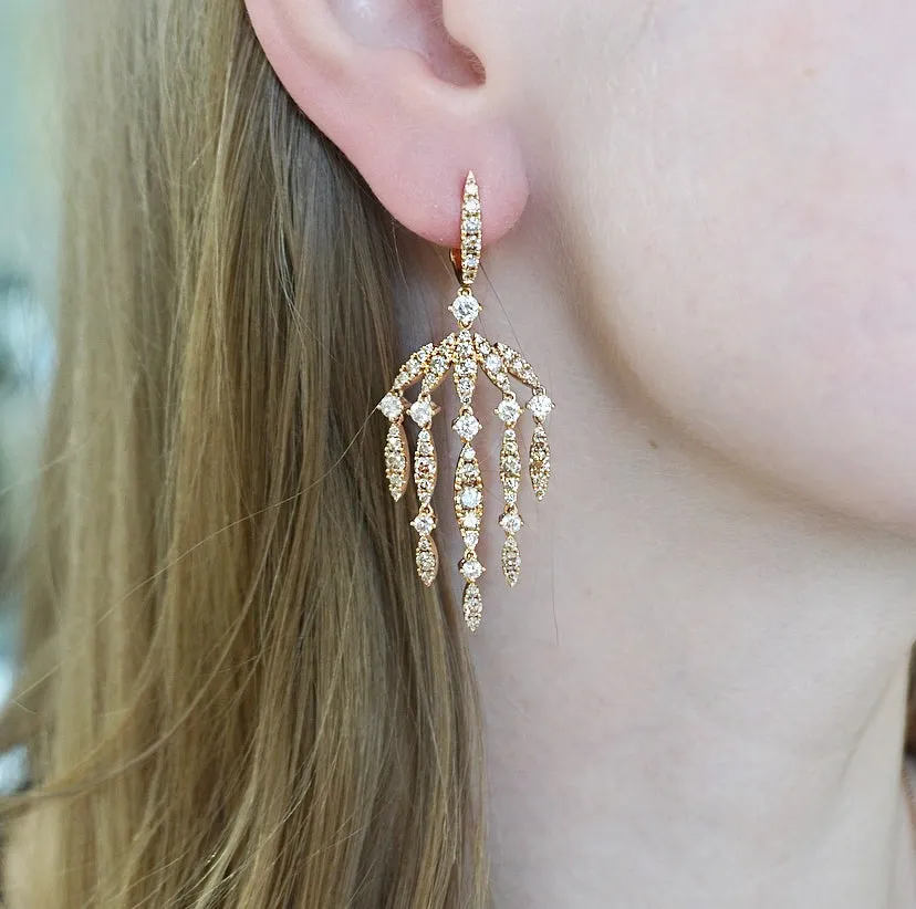 Chandelier Champagne Diamond Multi Strand Earrings