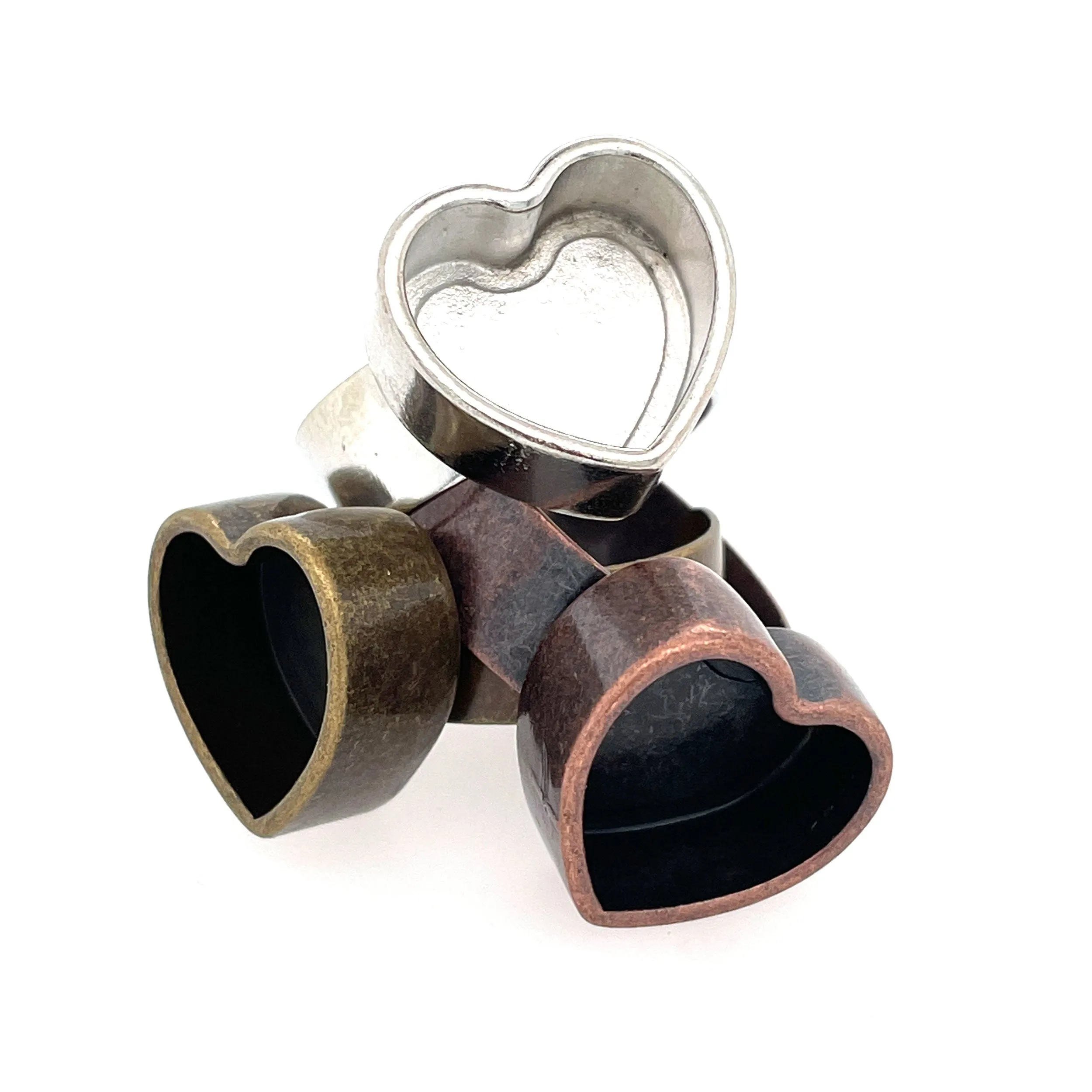 Copper Heart Deep Closed Bezel Ring
