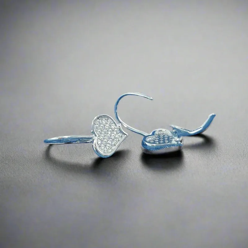 Cubic Zirconia Heart Drop Earrings
