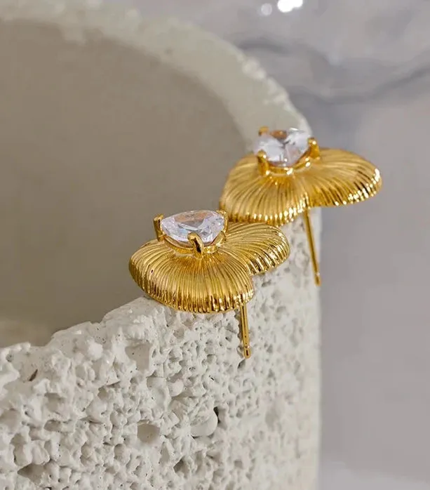 Cubic Zirconia Heart Stud Earrings