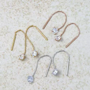 CZ Short Threader Earrings