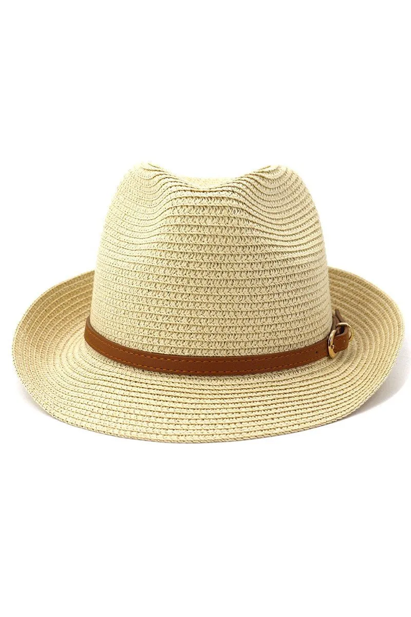 DANDY BELT SUMMER STRAW FEDORA HAT