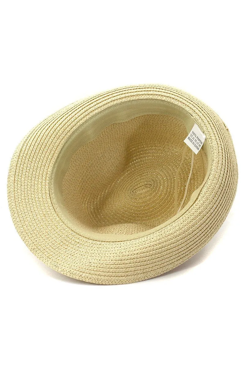 DANDY BELT SUMMER STRAW FEDORA HAT