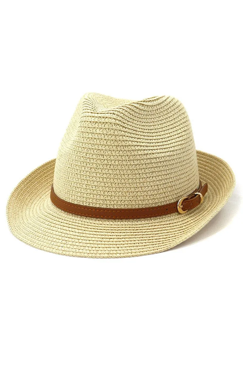 DANDY BELT SUMMER STRAW FEDORA HAT