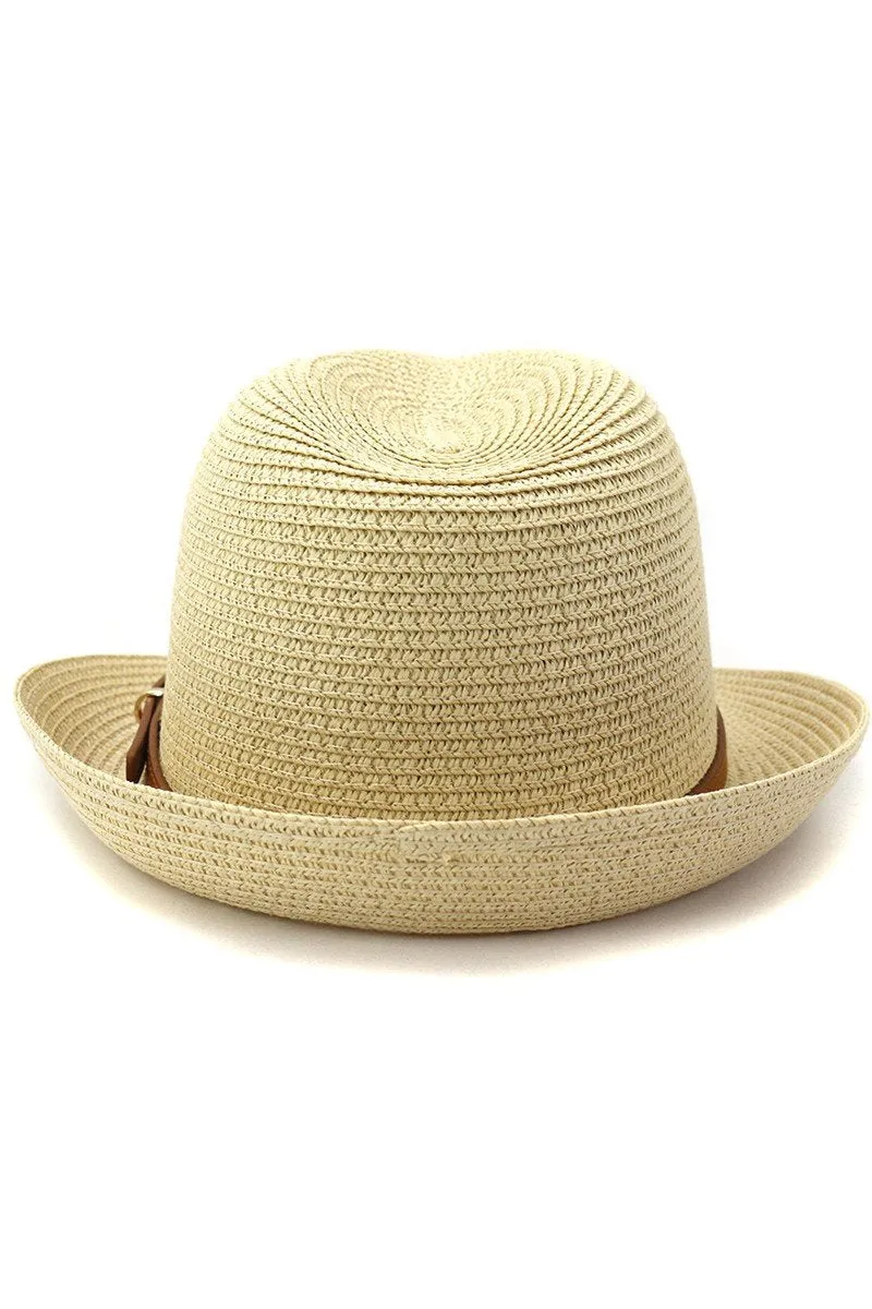 DANDY BELT SUMMER STRAW FEDORA HAT