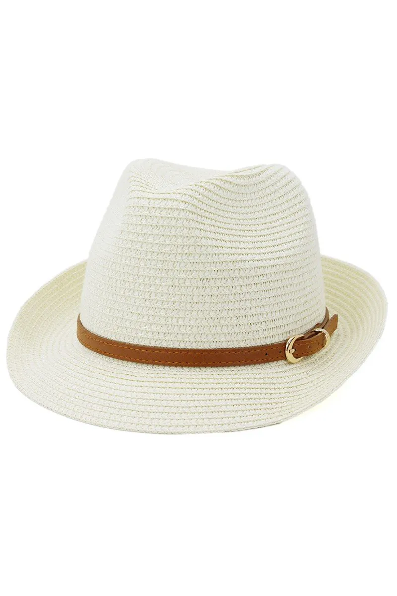 DANDY BELT SUMMER STRAW FEDORA HAT
