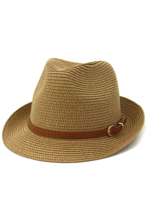 DANDY BELT SUMMER STRAW FEDORA HAT