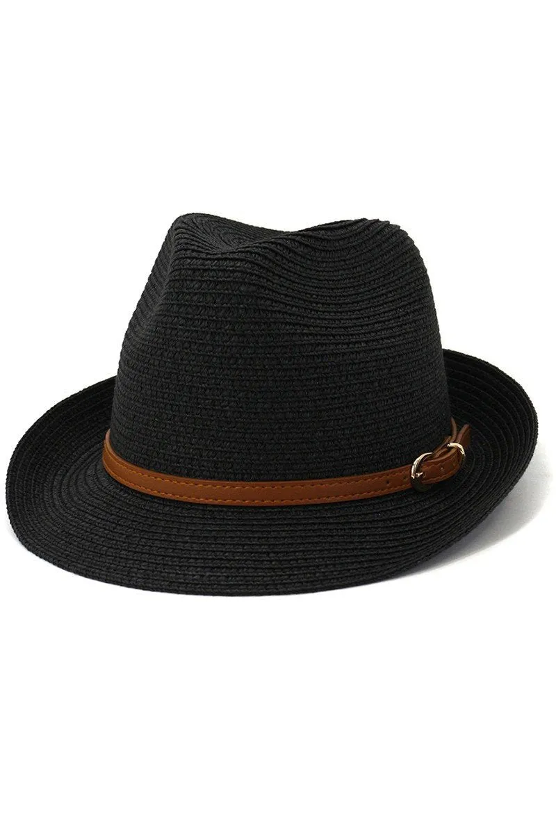 DANDY BELT SUMMER STRAW FEDORA HAT
