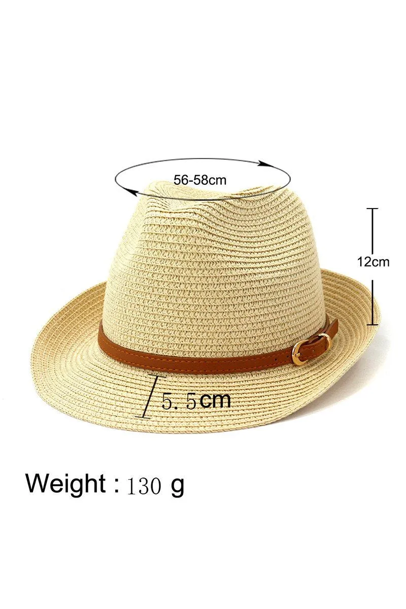 DANDY BELT SUMMER STRAW FEDORA HAT