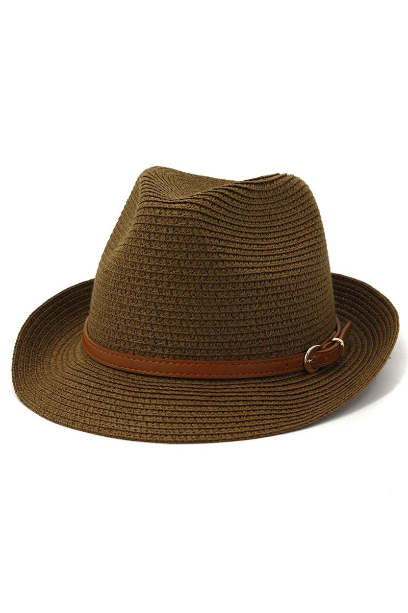 DANDY BELT SUMMER STRAW FEDORA HAT