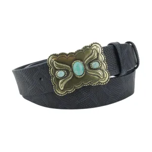 Deep Blue Python Texture Supple Navajo Belt