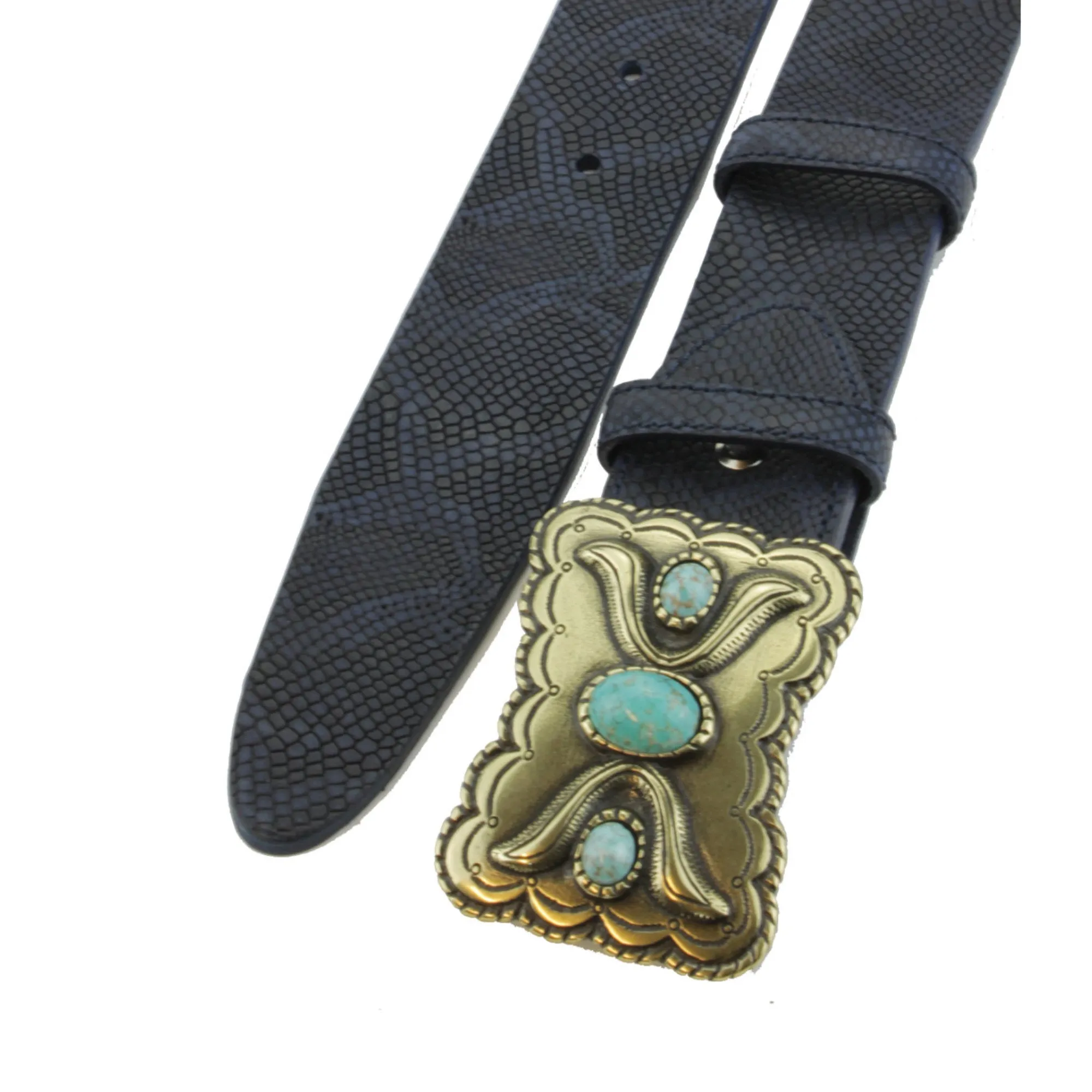 Deep Blue Python Texture Supple Navajo Belt