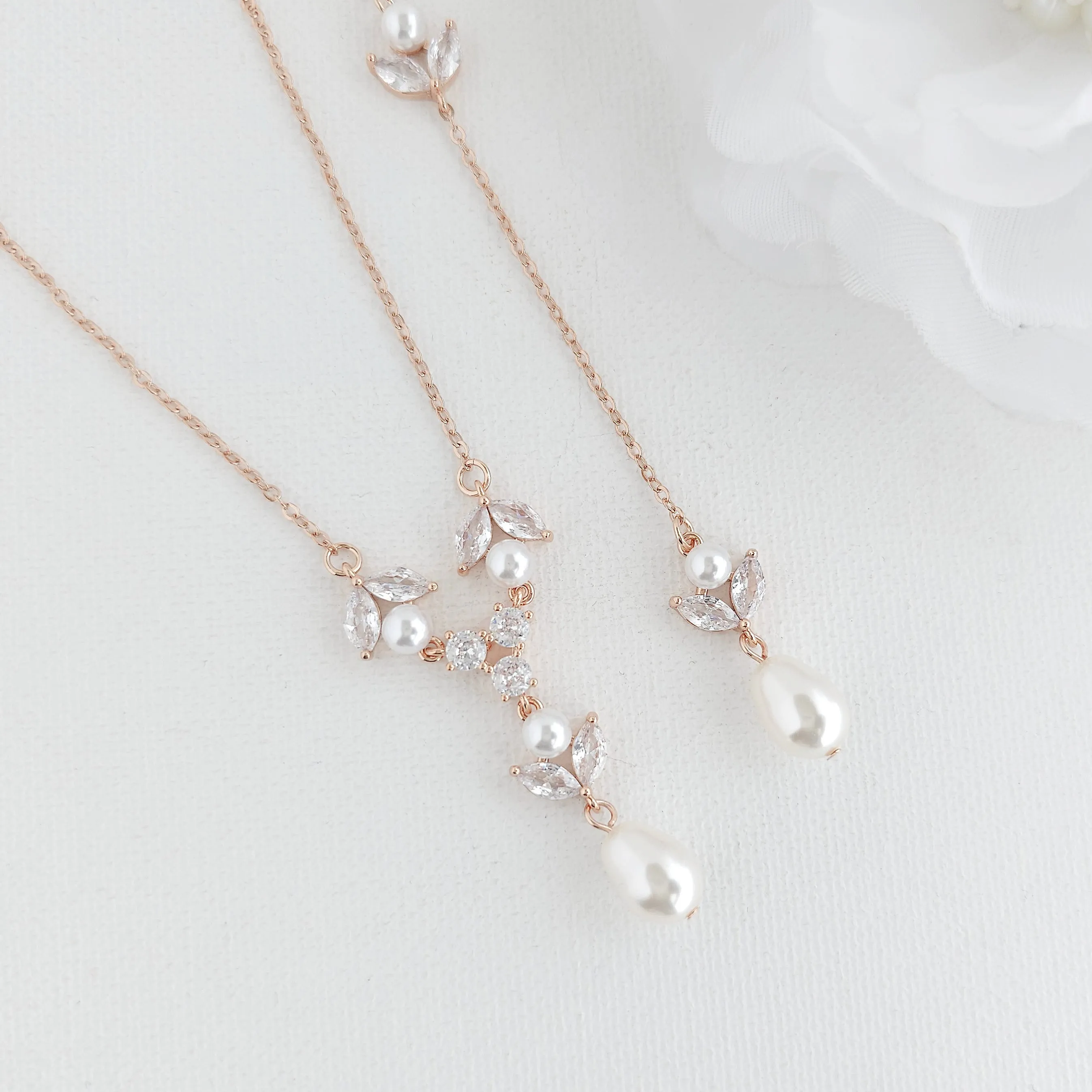 Detachable Back Necklace for Bride-Leila