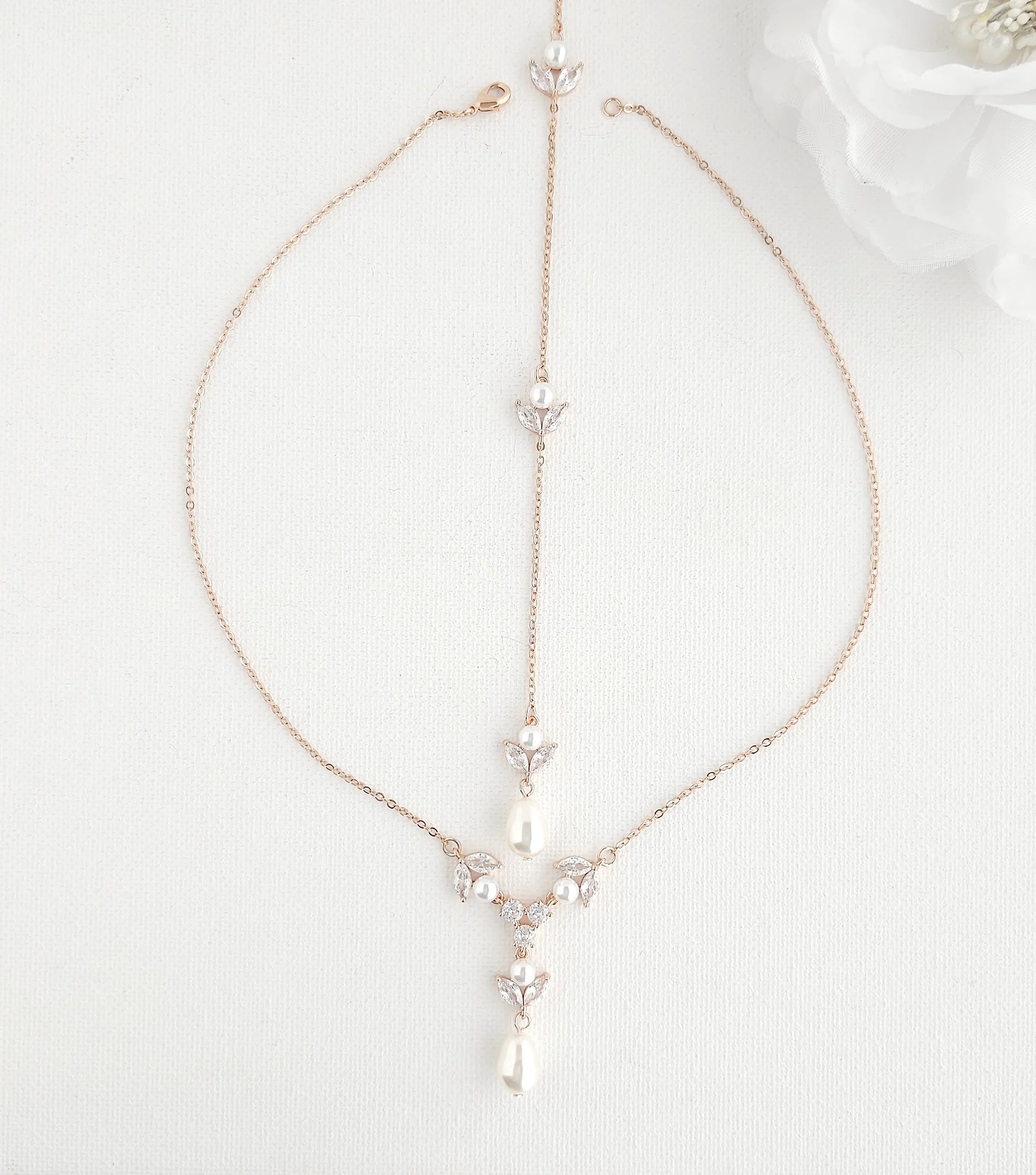 Detachable Back Necklace for Bride-Leila
