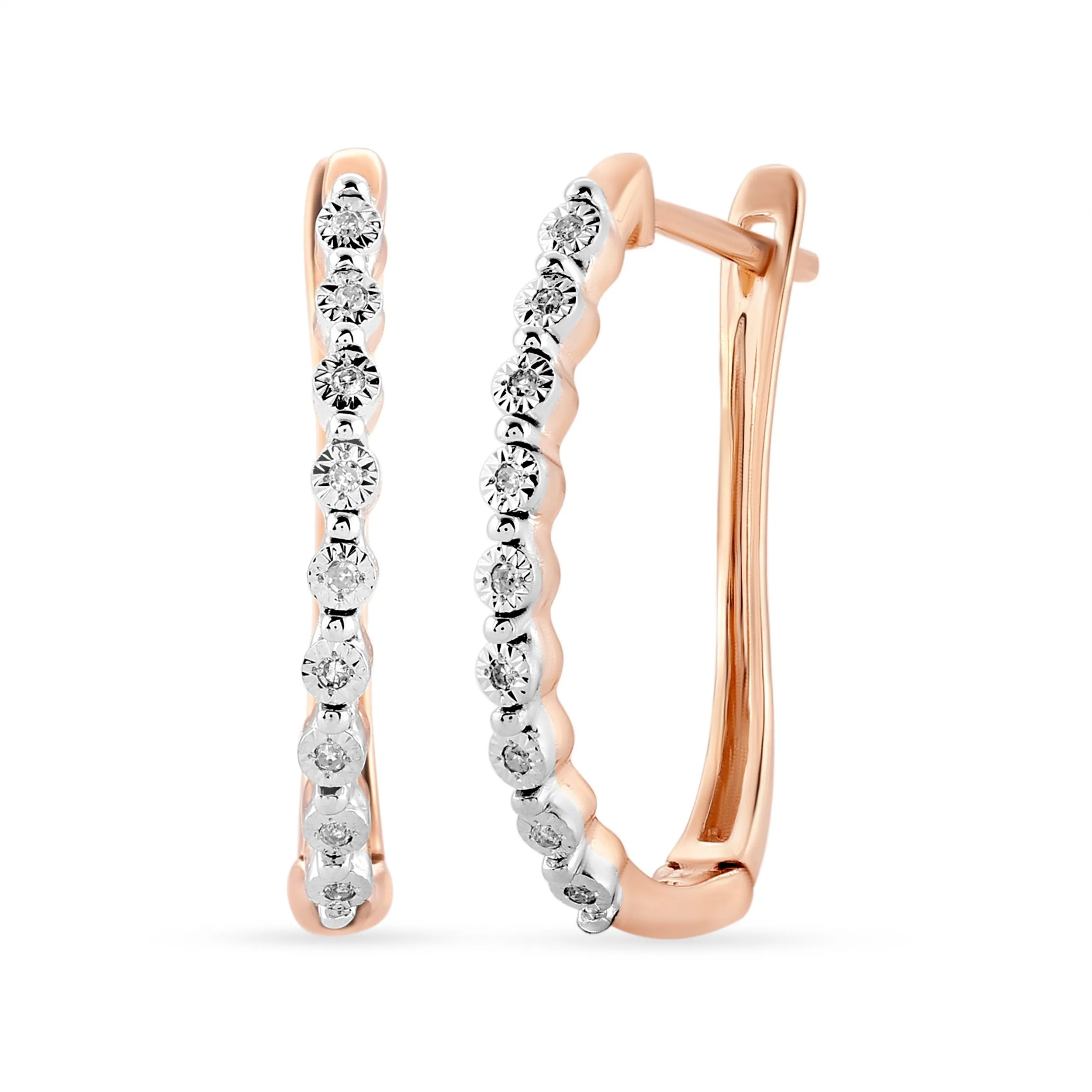Diamond Miracle Pinch Hoop Earrings in 9ct Rose Gold
