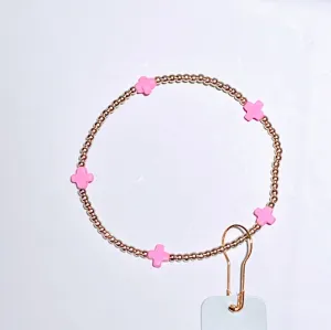 Enewton - Signature Cross Gold Small 2mm Bracelet - Bright Pink