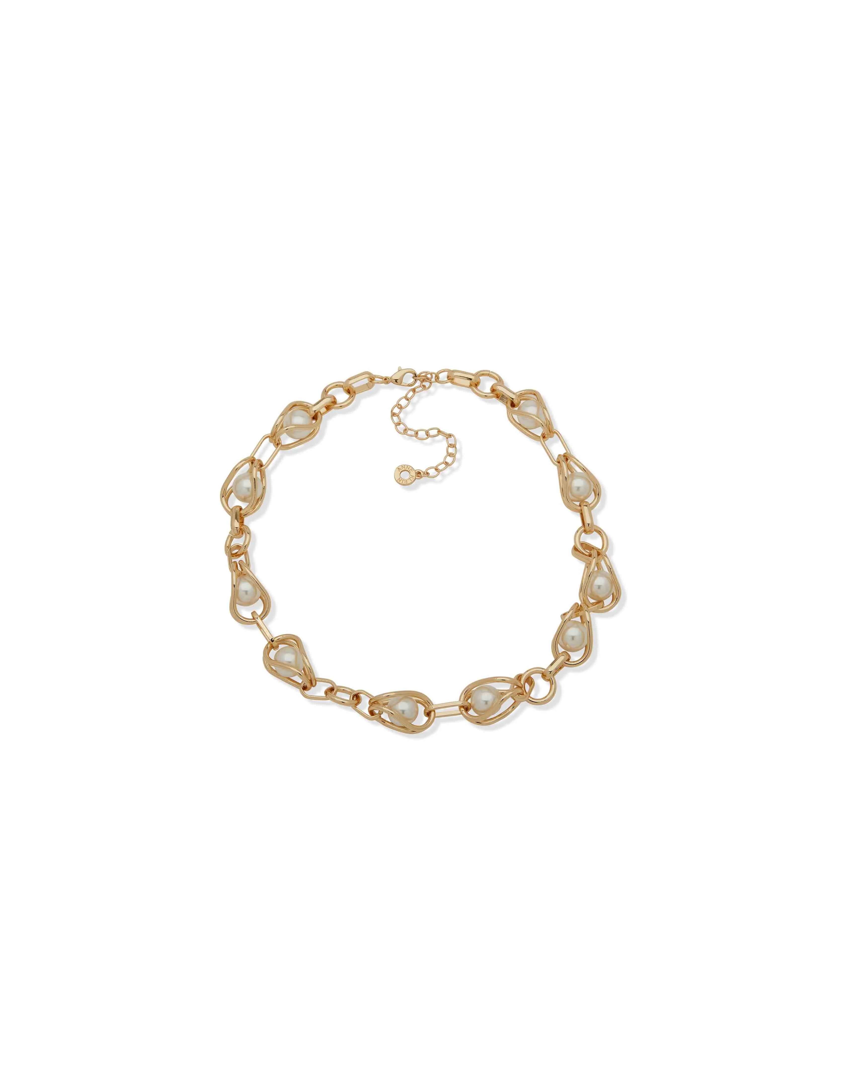 Faux Pearl Link Collar Necklace