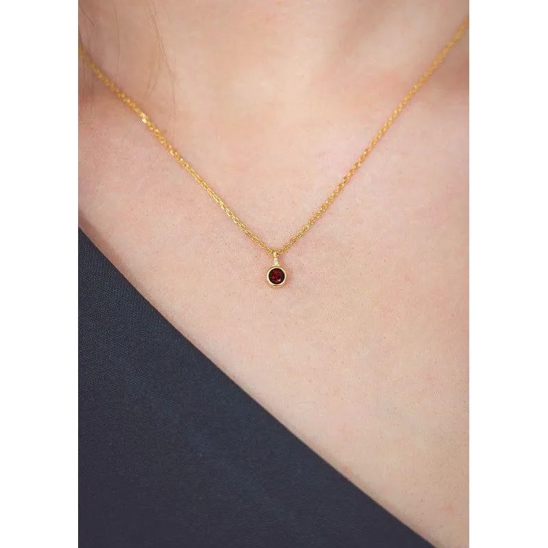 Georgini Natural Garnet and Diamond January Pendant - Gold