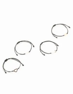 Gold Cross Rope Bracelets 4-Pack