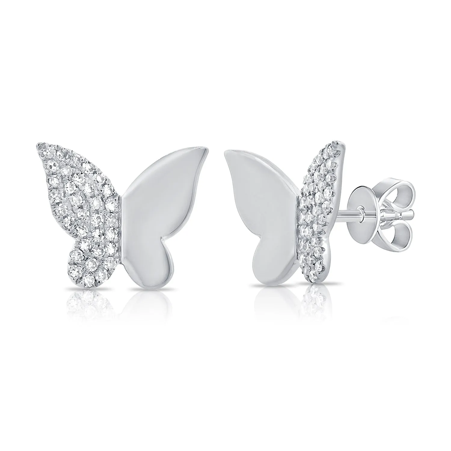 Half Gold Half Pavé Butterfly Studs